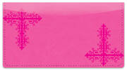 Pink Corner Scroll Checkbook Cover